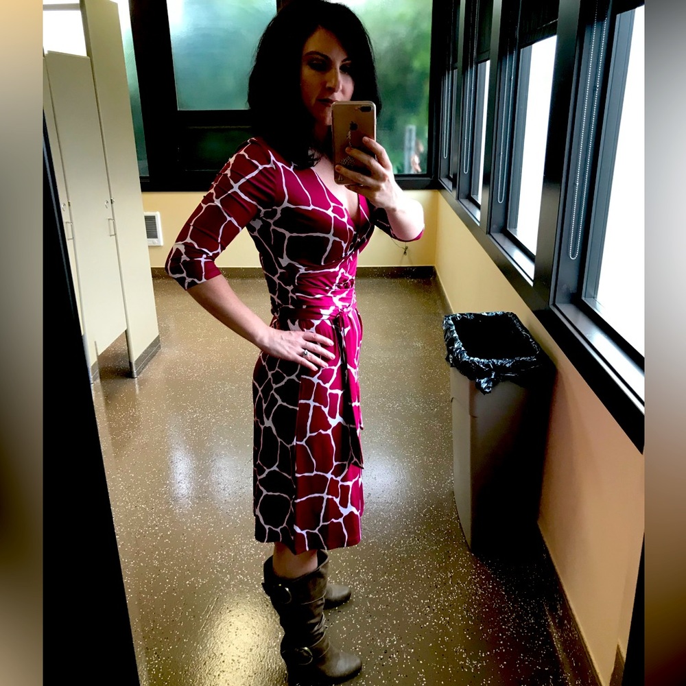 PattyBoutik Red and White Midi Dress